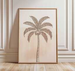 Palm Tree Poster Tropical Wall Art Minimalist Line Drawing Botanical Print Beach Decor Modern Coastal Artwork Leaf Illustration - thumbnail 1