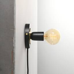 Black & Gold Plug-In Wall Sconce - Mid Century Modern Bedroom Vanity Lighting Lamp For Apartments & Spaces With No J-Box Luna - thumbnail 3