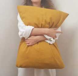 Natural Linen Pillowcase -Mustard Envelope Closure - Organic Softened Mustard Pillow Case Customized Christmas Gift