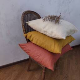 Natural Linen Pillowcase -Mustard Envelope Closure - Organic Softened Mustard Pillow Case Customized Christmas Gift - thumbnail 4