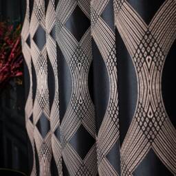 striped Patterned Curtains Black, Navy, Gold, Custom Size - thumbnail 2