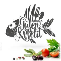 Wall Sticker Bon Appetit For Dining Room Kitchen Cafe Snack Bar Fish Wall Decal Mural Decoration Tattoo W505 - thumbnail 4