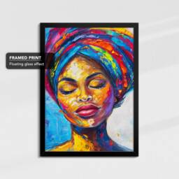 Gold Woman African Art Painting Framed Poster Print & Canvas Wall Decor Bedroom Home Office Interior Gift For Girls Womens Gifts - thumbnail 2