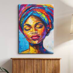 Gold Woman African Art Painting Framed Poster Print & Canvas Wall Decor Bedroom Home Office Interior Gift For Girls Womens Gifts