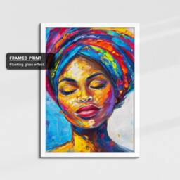 Gold Woman African Art Painting Framed Poster Print & Canvas Wall Decor Bedroom Home Office Interior Gift For Girls Womens Gifts - thumbnail 3