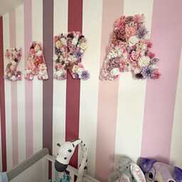 Floral Flower Letters - Wall Decor Wedding Decoration Nursery Name Pink Purple Rose Picture - thumbnail 3