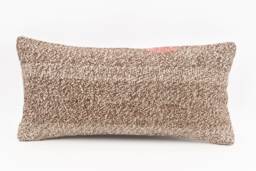 Kilim Lumbar Pillow Cover Turkish Wool Cushion, Bohemian Decor - 12x24 - thumbnail 1