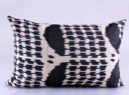 Ikat Silk Velvet Pillow 16x24 - Handmade Boho Cushion Cover Turkish Home Decor Accent