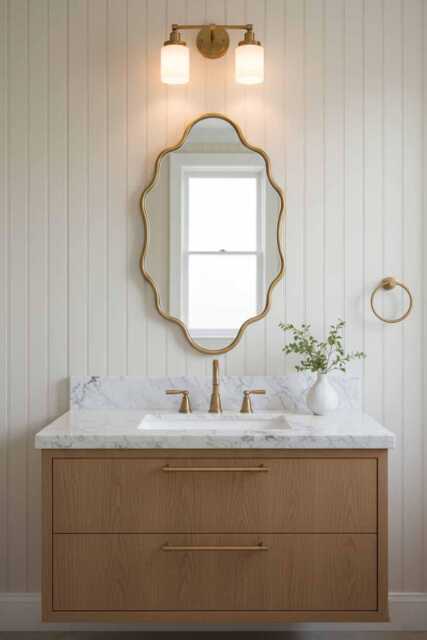 Wavy Bathroom Mirrors - Flower Vanity Oval Wall Mirror - image 1