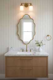 Wavy Bathroom Mirrors - Flower Vanity Oval Wall Mirror - thumbnail 1