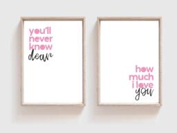Set Of 2, You Are My Sunshine, Girls Nursery Wall Art, Bedroom Decor, Prints, Nursery, Pink - thumbnail 1