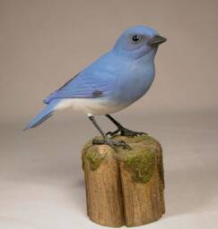 Mountain Bluebird Male Wooden Carved Bird - thumbnail 1