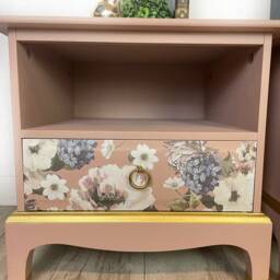 stag Bedside Cabinets in Floral & Pink - thumbnail 2
