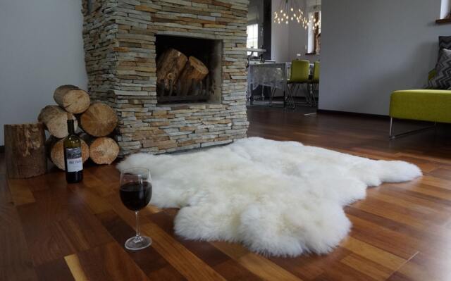 Giant Sheepskin Double White Throw Genuine Leather Wool Carpet 46 - image 1