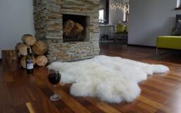 Giant Sheepskin Double White Throw Genuine Leather Wool Carpet 46 - thumbnail 1