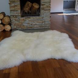 Giant Sheepskin Double White Throw Genuine Leather Wool Carpet 46 - thumbnail 2
