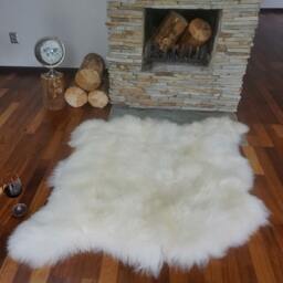Giant Sheepskin Double White Throw Genuine Leather Wool Carpet 46 - thumbnail 3