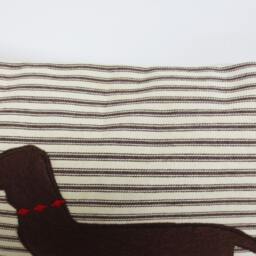 Felt Dachshund Pillow Cover Striped Kidney Pillow, Dog Lover Gift - thumbnail 3
