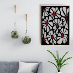 Handmade Tufted Wall Art With Wooden Frame Decor Daisy - thumbnail 3