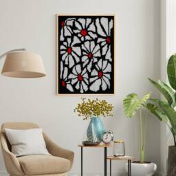 Handmade Tufted Wall Art With Wooden Frame Decor Daisy - thumbnail 1
