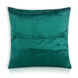 Teal & Red Raw Silk Pillow Cover - Color Block Cushion - thumbnail 4