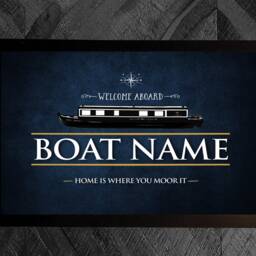Personalised Boat Mat - Welcome Aboard - Custom Mat Blue Grunge Nautical Canal Narrowboat Floor Boat Accessories - thumbnail 3
