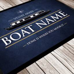 Personalised Boat Mat - Welcome Aboard - Custom Mat Blue Grunge Nautical Canal Narrowboat Floor Boat Accessories - thumbnail 2