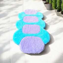 Handmade Pastel Rug, Bath Mat Colorful, Rug For Hallway & Bathroom, Gift Christmas, Irregular Shape Dopamine Decor Bed Template - thumbnail 3