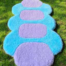 Handmade Pastel Rug, Bath Mat Colorful, Rug For Hallway & Bathroom, Gift Christmas, Irregular Shape Dopamine Decor Bed Template - thumbnail 2