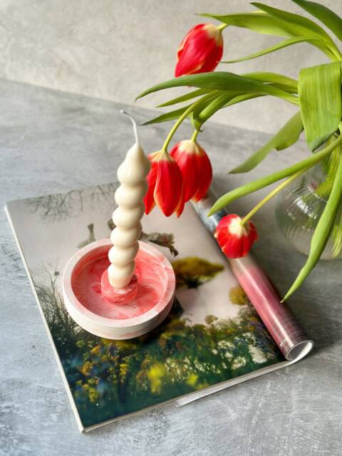 Handmade Round Candlestick Holder Twist Taper Candle Decor - image 1