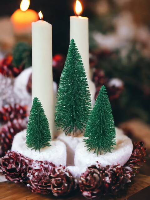 Sparkly Forest Green Mini Christmas Tree Holiday Display - image 1
