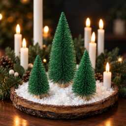 Glittery Forest Green Bottle Brush Mini Christmas Tree Decor - 5 Sizes - thumbnail 4