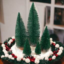 Sparkly Forest Green Mini Christmas Tree Holiday Display - thumbnail 2