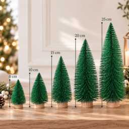 Glittery Forest Green Bottle Brush Mini Christmas Tree Decor - 5 Sizes - thumbnail 3
