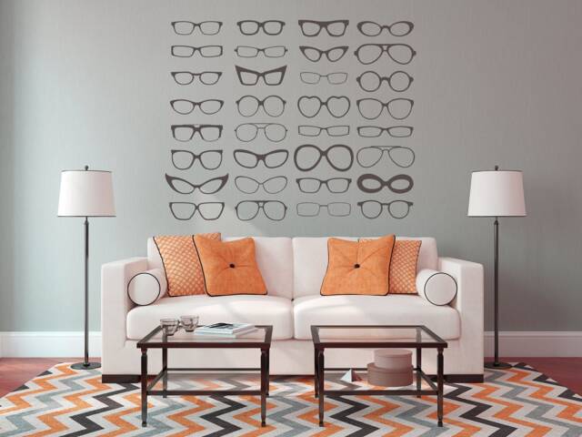 Eyeglasses Wall Decal, Optometry Art, Optometrist Office Decor, Eye Glasses Frames Optician Artwork, Doctor Gifts - image 1