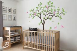 Nursery Tree Wall Decal Large Tree With Birds Wall Mural Sticker Kids Room Art -Am021 - thumbnail 1