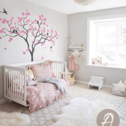 Nursery Tree Wall Decal Large Tree With Birds Wall Mural Sticker Kids Room Art -Am021 - thumbnail 2