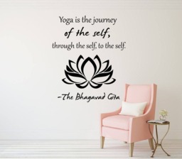 Yoga Is The Journey Wall Quotes Decal Vinyl Sticker Lotus Flower Inspiration Home Art Decor Living Room Interior - 18Qts - thumbnail 1