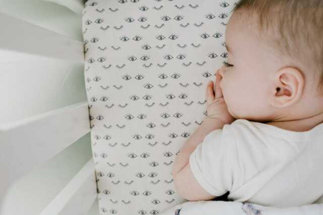 Organic Fitted Crib Sheet Modern Eyes Print, Babiease Bedding - image 1