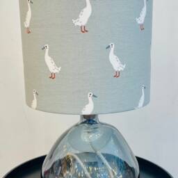 Recycled Glass Table Lamp Fossil Grey With Cork & Brass - thumbnail 3