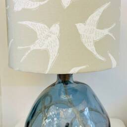 Recycled Glass Table Lamp Fossil Grey With Cork & Brass - thumbnail 2