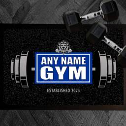 Personalised Gym Door Mat - Barbells Lion For Home Gym, Weights Room, Workout Exercise Studio Accessories - thumbnail 2