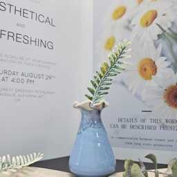 Handmade Little Blue Ceramic Vase - Floral Decor For Home & Garden Gift Flower Lovers - thumbnail 3