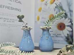 Handmade Little Blue Ceramic Vase - Floral Decor For Home & Garden Gift Flower Lovers - thumbnail 1