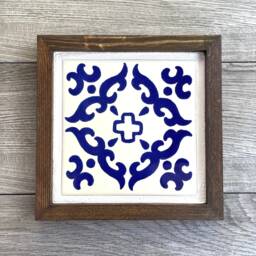 Wood Framed Mexican Tile Wall Art - thumbnail 1