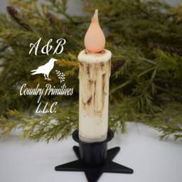 Set Of - 2 Two Grungy Off-White Cream - 4 Inch Led Wax Dipped Battery Operated Flameless Timer Taper Candles, Country Primitive Home Decor - thumbnail 4