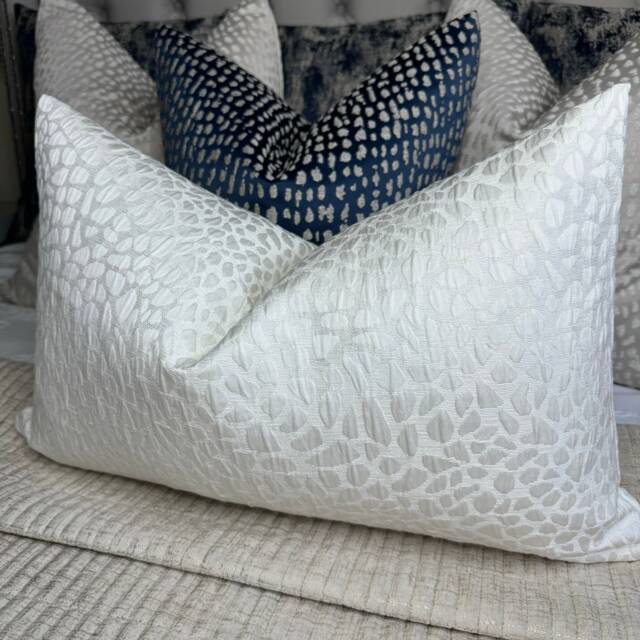 Cobbler Cushion Pillow Cover Ivory Shimmer For Sofa Bed Designer Fabric High Quality Handmade in UK Rectangle Double Sided - image 1