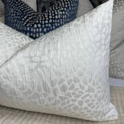 Cobbler Cushion Pillow Cover Ivory Shimmer For Sofa Bed Designer Fabric High Quality Handmade in UK Rectangle Double Sided - thumbnail 2