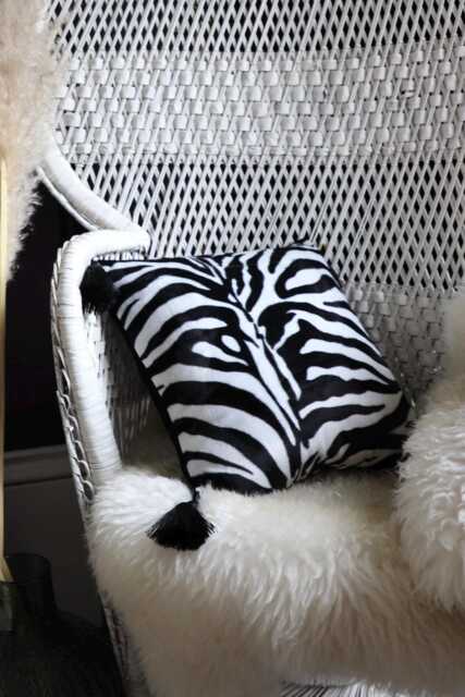 Handmade Zebra Print Velvet Pillow With Tassels - image 1