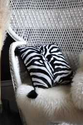Handmade Zebra Print Velvet Pillow With Tassels - thumbnail 1